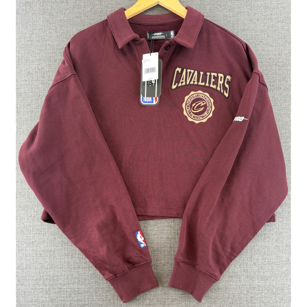 NBA Pro Standard Cleveland Cavaliers Cropped Polo Sweatshirt Wine Red Large NWT